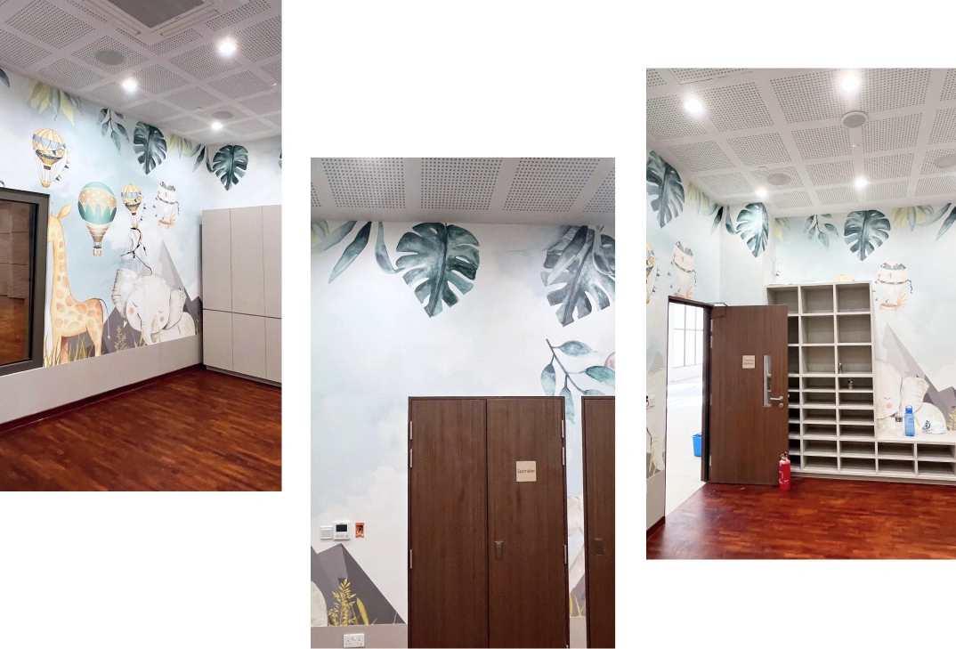 Three look side of  kids mural wallpaper